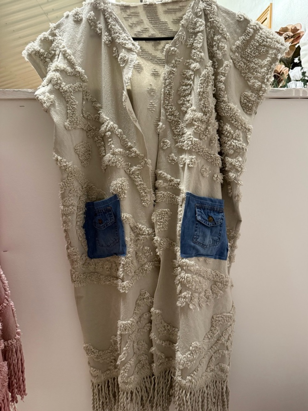 Tope Chenille Duster With Denim Pockets